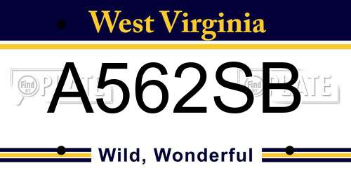 A562SB West Virginia License Plate