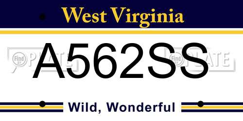 A562SS West Virginia License Plate