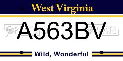 A563BV West Virginia License Plate