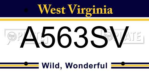 A563SV West Virginia License Plate