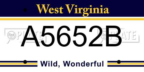A5652B West Virginia License Plate