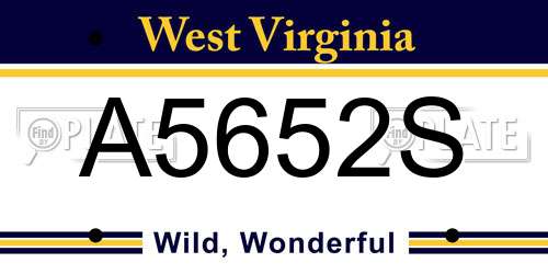 A5652S West Virginia License Plate