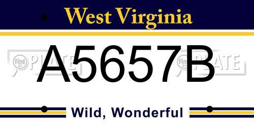 A5657B West Virginia License Plate