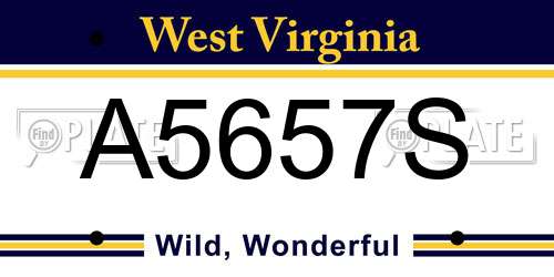 A5657S West Virginia License Plate