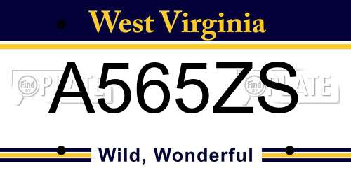 A565ZS West Virginia License Plate