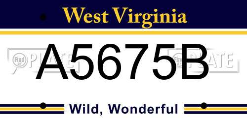 A5675B West Virginia License Plate