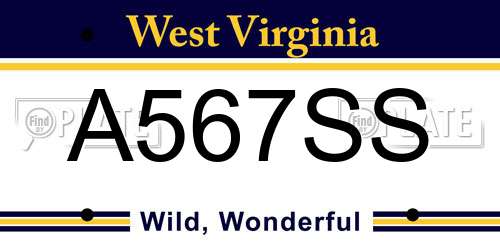 A567SS West Virginia License Plate