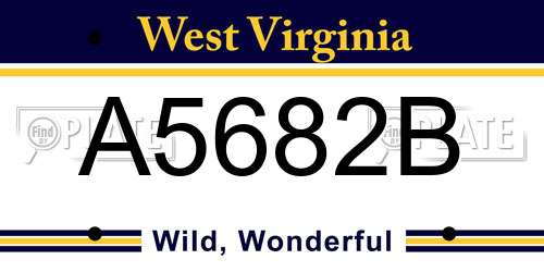 A5682B West Virginia License Plate