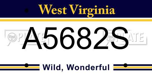 A5682S West Virginia License Plate