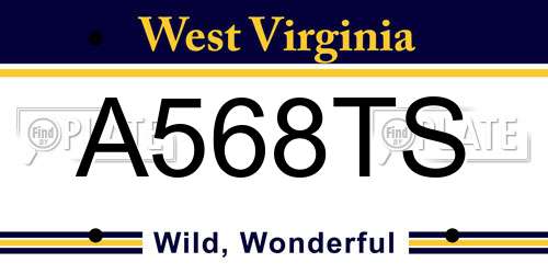 A568TS West Virginia License Plate
