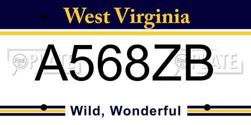 A568ZB West Virginia License Plate