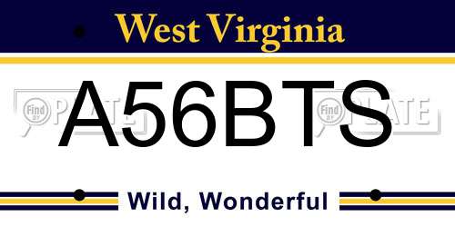 A56BTS West Virginia License Plate