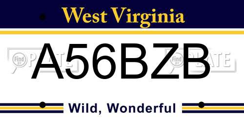 A56BZB West Virginia License Plate