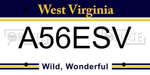 A56ESV West Virginia License Plate