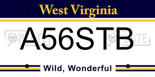 A56STB West Virginia License Plate