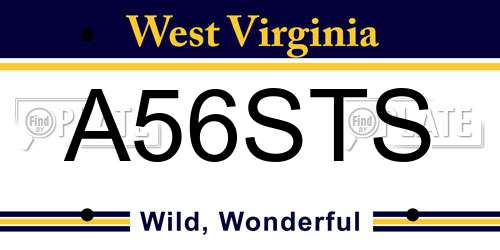 A56STS West Virginia License Plate