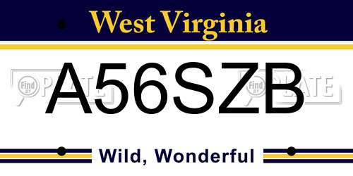 A56SZB West Virginia License Plate
