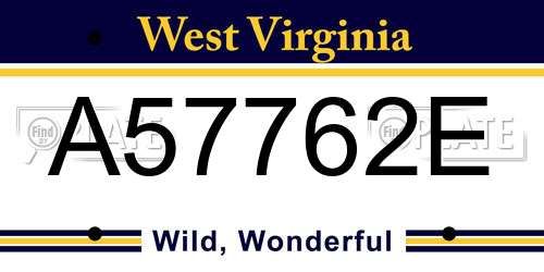 A57762E West Virginia License Plate