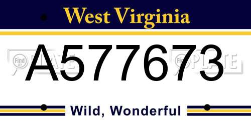 A577673 West Virginia License Plate