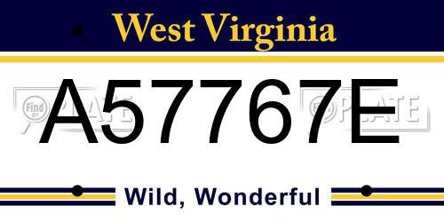 A57767E West Virginia License Plate