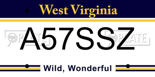 A57SSZ West Virginia License Plate