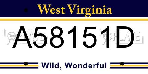 A58151D West Virginia License Plate