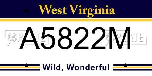 A5822M West Virginia License Plate