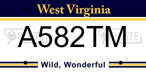 A582TM West Virginia License Plate