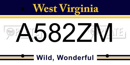 A582ZM West Virginia License Plate