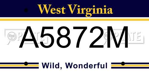 A5872M West Virginia License Plate