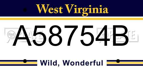 A58754B West Virginia License Plate