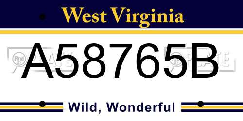 A58765B West Virginia License Plate