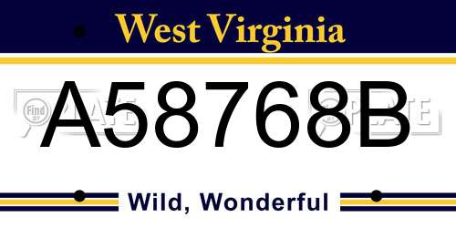 A58768B West Virginia License Plate