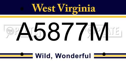 A5877M West Virginia License Plate