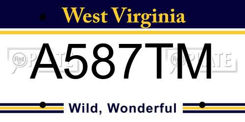 A587TM West Virginia License Plate
