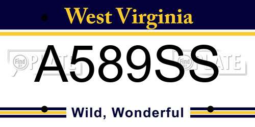 A589SS West Virginia License Plate