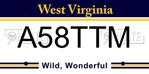 A58TTM West Virginia License Plate