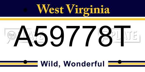 A59778T West Virginia License Plate
