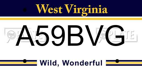 A59BVG West Virginia License Plate