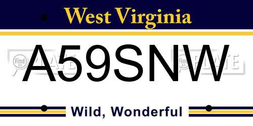 A59SNW West Virginia License Plate