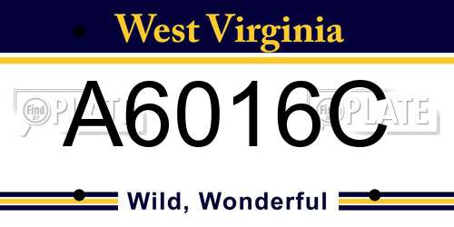 A6016C West Virginia License Plate