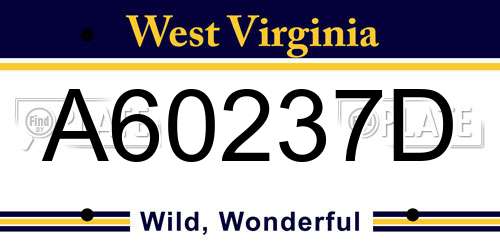 A60237D West Virginia License Plate