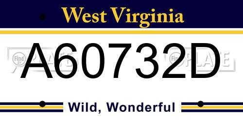 A60732D West Virginia License Plate