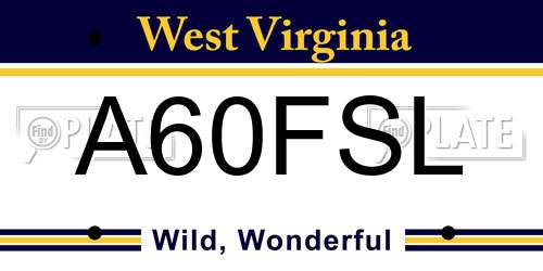 A60FSL West Virginia License Plate