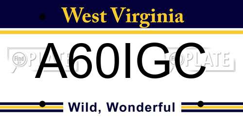 A60IGC West Virginia License Plate