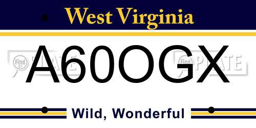 A60OGX West Virginia License Plate