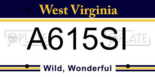 A615SI West Virginia License Plate