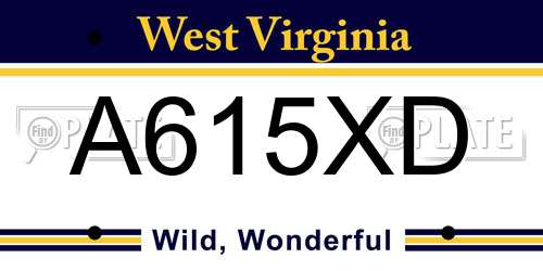 A615XD West Virginia License Plate