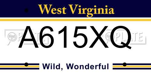 A615XQ West Virginia License Plate