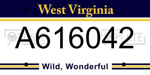 A616042 West Virginia License Plate